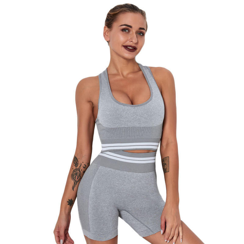 Light Gray Seamless Knitted Yoga Set TQE991218-25
