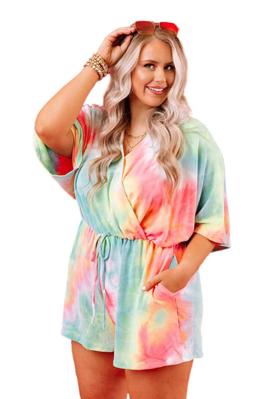 Multicolor Tie Dye Plus Size Romper LC641390-22