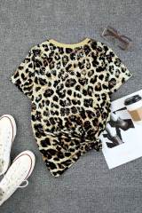 Leopard Bleached O-neck Short Sleeve T Shirt LC25219744-20