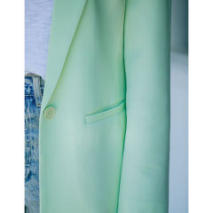 Light Green Candy Button Lapel Collar Long Sleeve Blazer TQK260052-28