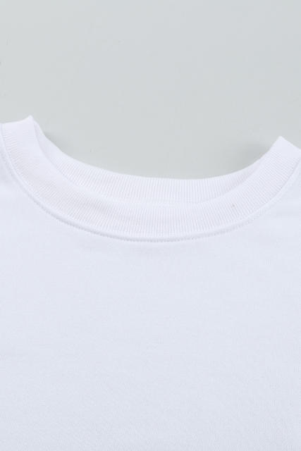White Plain Crew Neck Pullover Sweatshirt