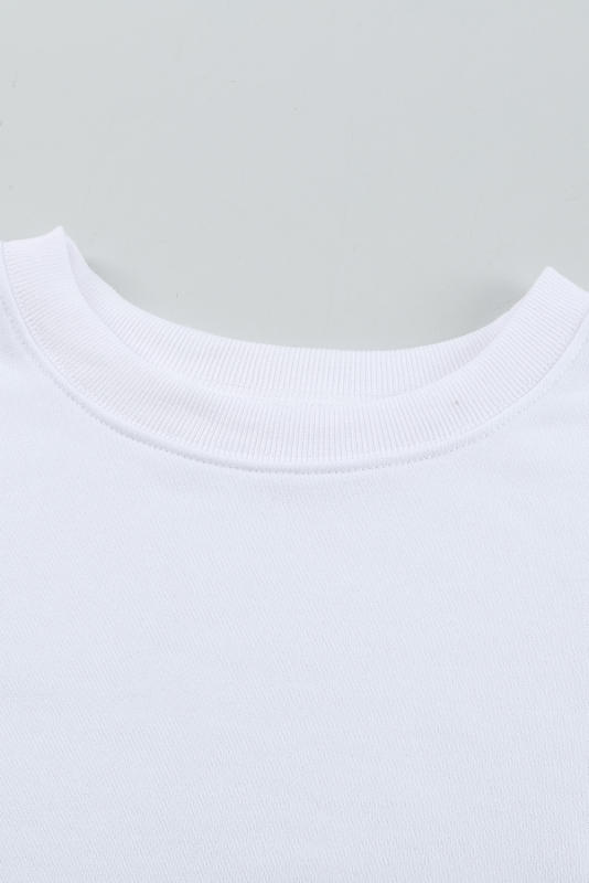 White Plain Crew Neck Pullover Sweatshirt