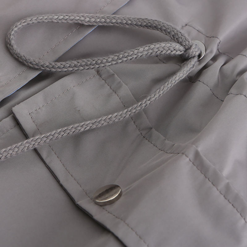Gray Hooded Detachable Windproof Plus Size Windbreaker TQK280123-11