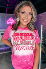 Rose Full of Mama Letter Print Tie Dye Tee LC25219872-6