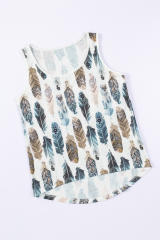 Dark Blue Aztec Feather Tank Top LC256607-5