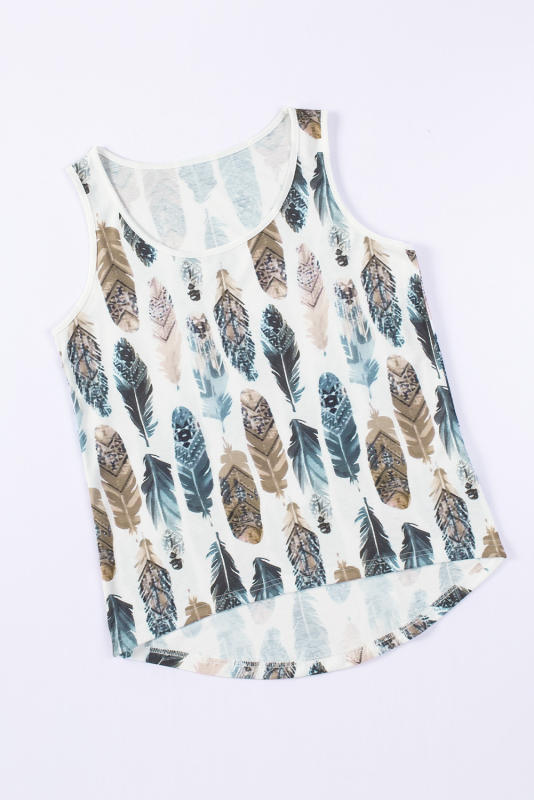 Dark Blue Aztec Feather Tank Top LC256607-5