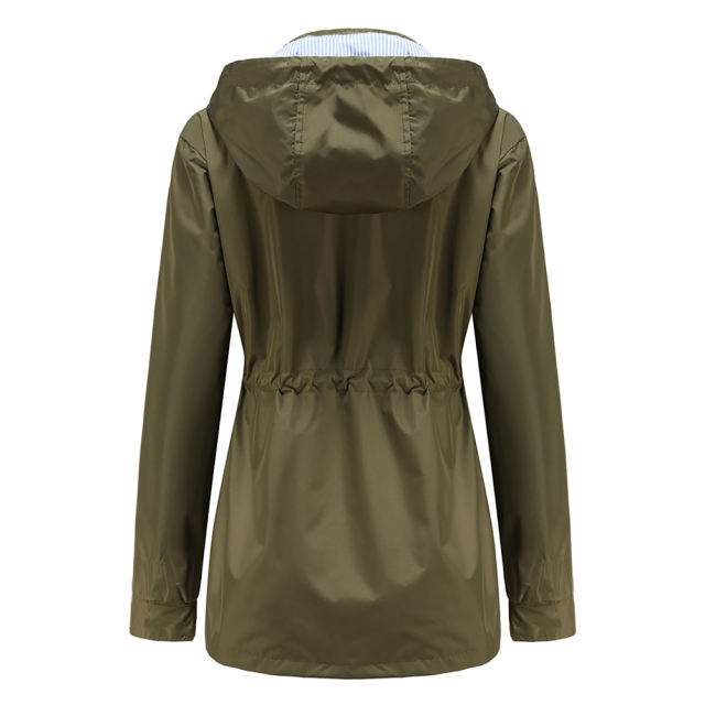 Army Green Hooded Detachable Windproof Plus Size Windbreaker TQK280123-27