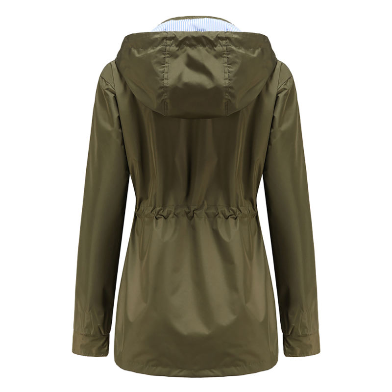Army Green Hooded Detachable Windproof Plus Size Windbreaker TQK280123-27