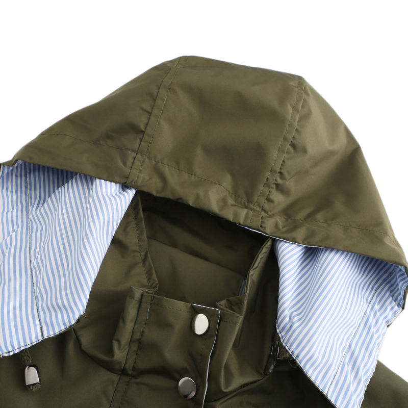 Army Green Hooded Detachable Windproof Plus Size Windbreaker TQK280123-27