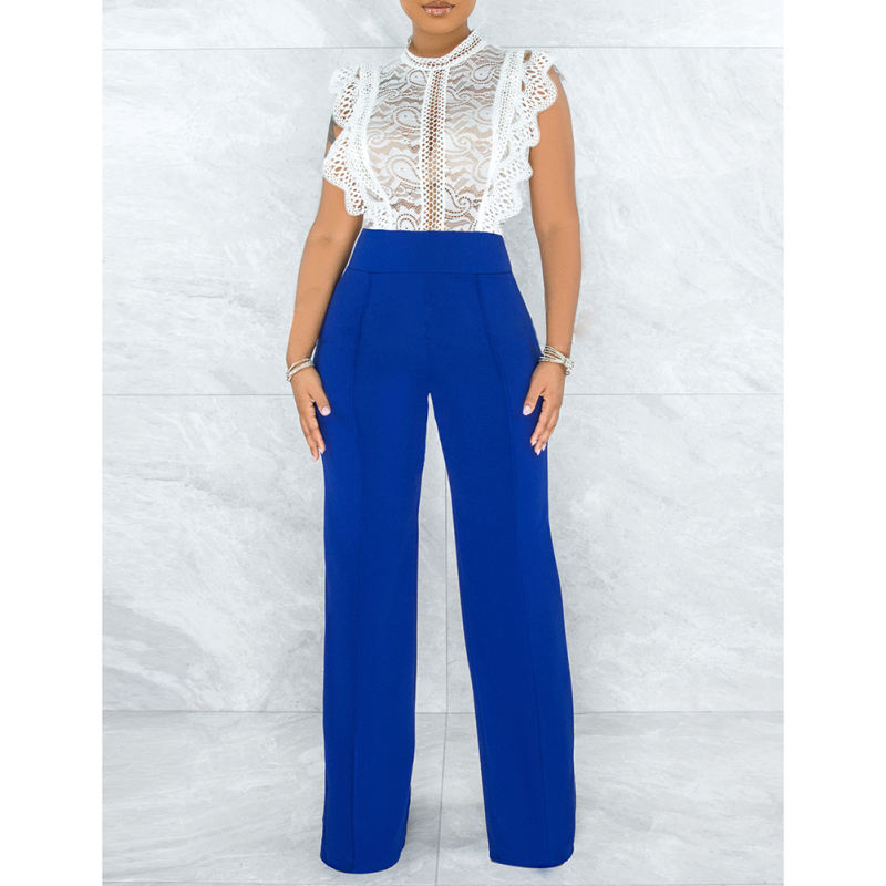 Royal Blue Back Zipper Straight Leg Pants TQV510001-62