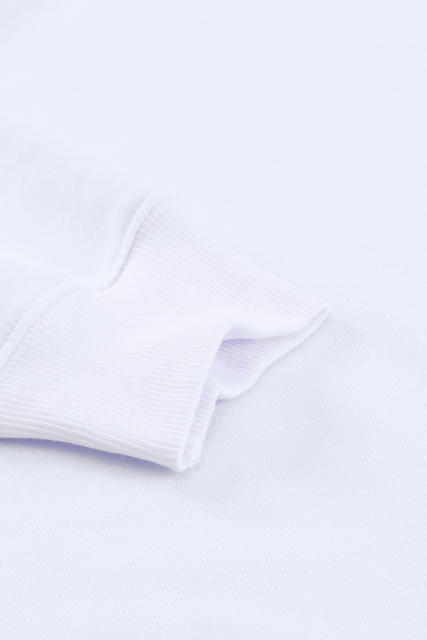 White Plain Crew Neck Pullover Sweatshirt