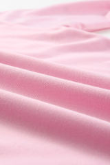 Pink Plain Crew Neck Pullover Sweatshirt