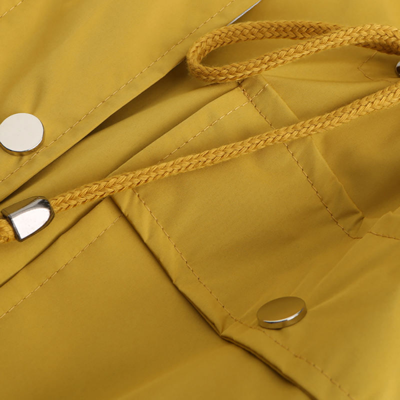 Yellow Hooded Detachable Windproof Plus Size Windbreaker TQK280123-7