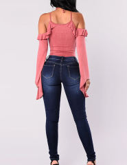 Fashion Print Skinny Jeans in Blue TQV510004-5