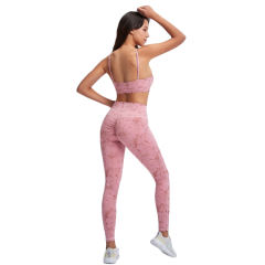 Pink Tie Dye Print Front Criss Cross Bra with Pant Set TQK710272-10