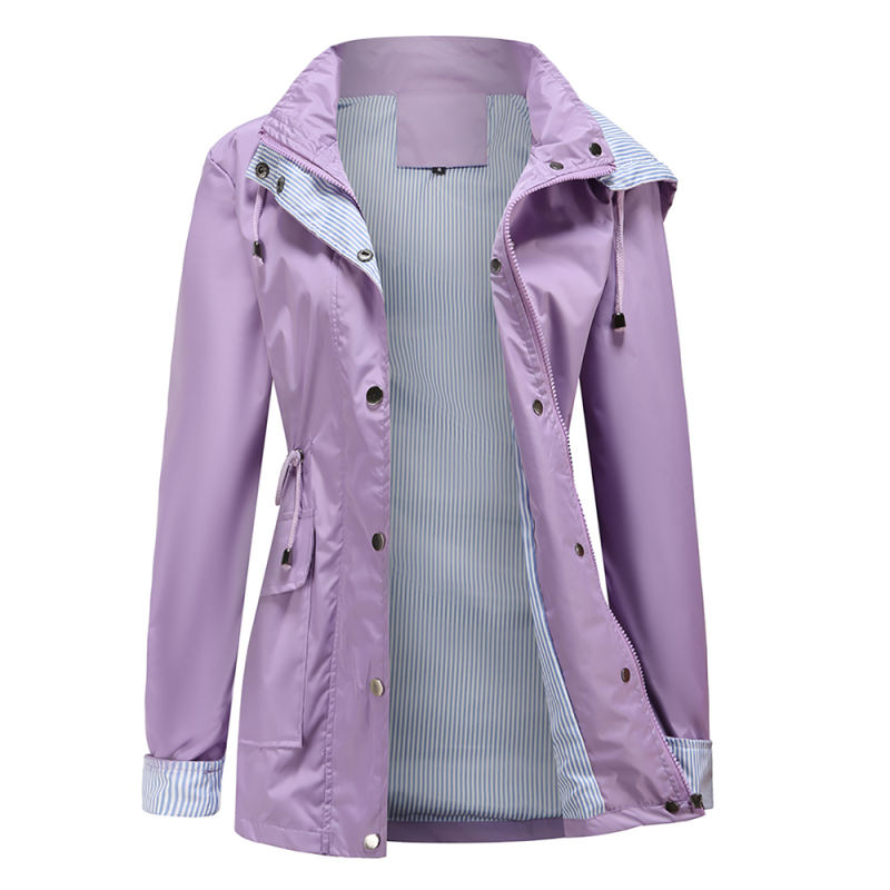 Light Purple Hooded Detachable Windproof Plus Size Windbreaker TQK280123-38