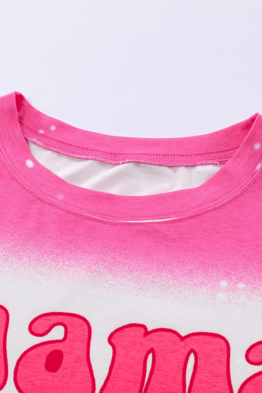Rose Full of Mama Letter Print Tie Dye Tee LC25219872-6