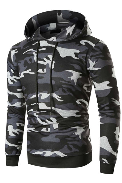 Men Camouflage Print &amp; Drawstring Hoodie Tracksuit MC622017-11