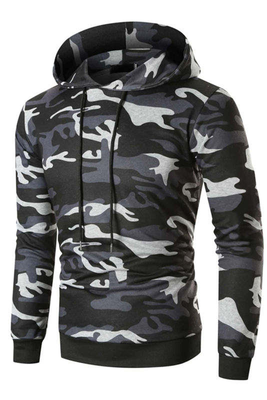 Men Camouflage Print &amp; Drawstring Hoodie Tracksuit MC622017-11