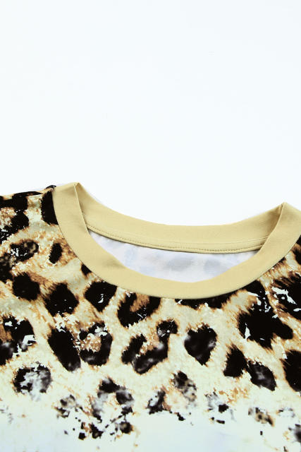 Leopard Bleached O-neck Short Sleeve T Shirt LC25219744-20
