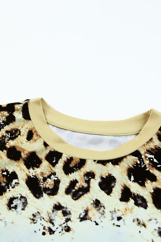Leopard Bleached O-neck Short Sleeve T Shirt LC25219744-20