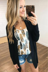 Dark Blue Aztec Feather Tank Top LC256607-5