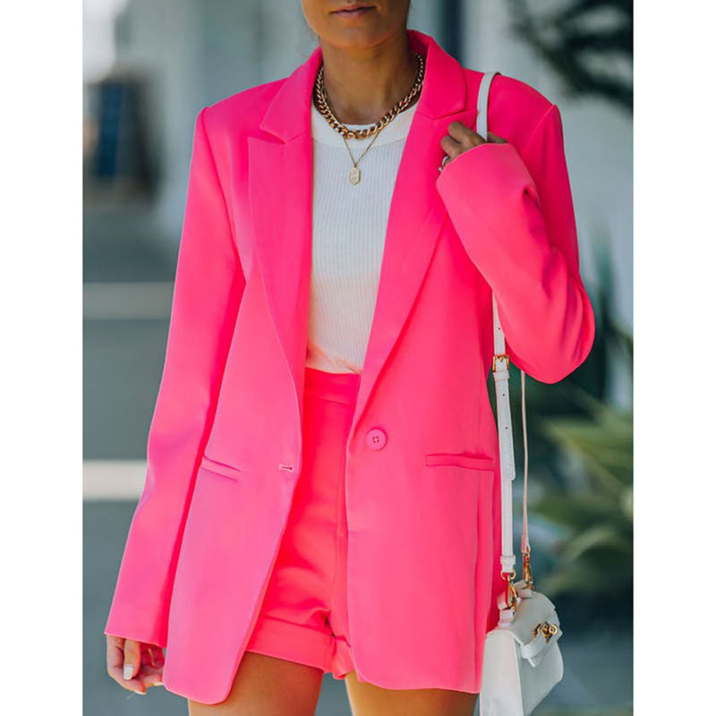 Rose Candy Button Lapel Collar Long Sleeve Blazer TQK260052-6
