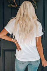 White MAMA Heart Leopard Lightning Print Graphic Tee LC25220381-1