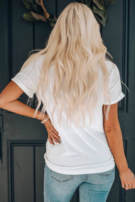 White MAMA Heart Leopard Lightning Print Graphic Tee LC25220381-1