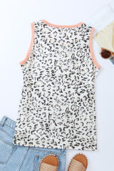 Leopard Fuzzy Print Contrast Trim Tank Top  LC2568287-20