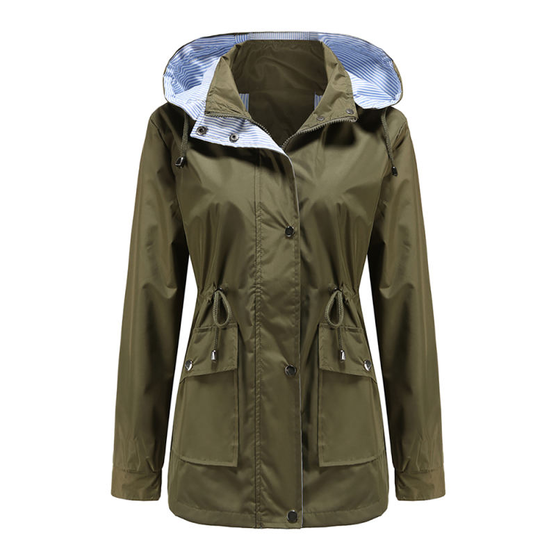 Army Green Hooded Detachable Windproof Plus Size Windbreaker TQK280123-27
