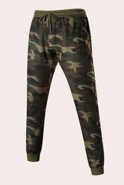 Men Camouflage Print &amp; Drawstring Hoodie Tracksuit MC622017-9