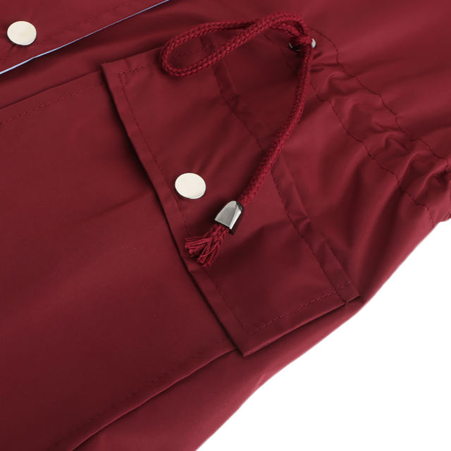 Wine Red Hooded Detachable Windproof Plus Size Windbreaker TQK280123-23