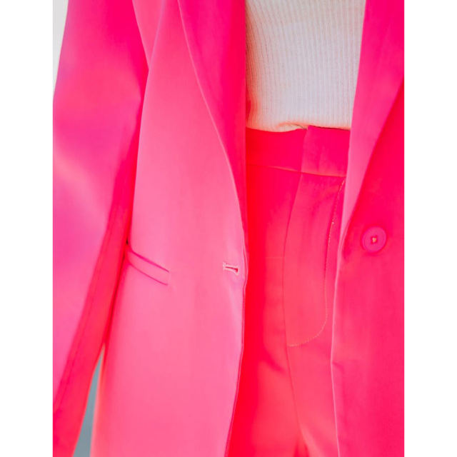 Rose Candy Button Lapel Collar Long Sleeve Blazer TQK260052-6