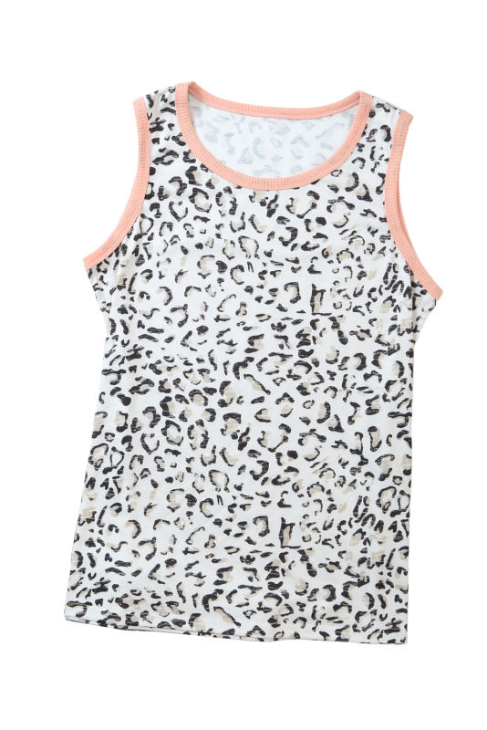 Leopard Fuzzy Print Contrast Trim Tank Top  LC2568287-20
