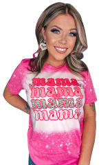 Rose Full of Mama Letter Print Tie Dye Tee LC25219872-6
