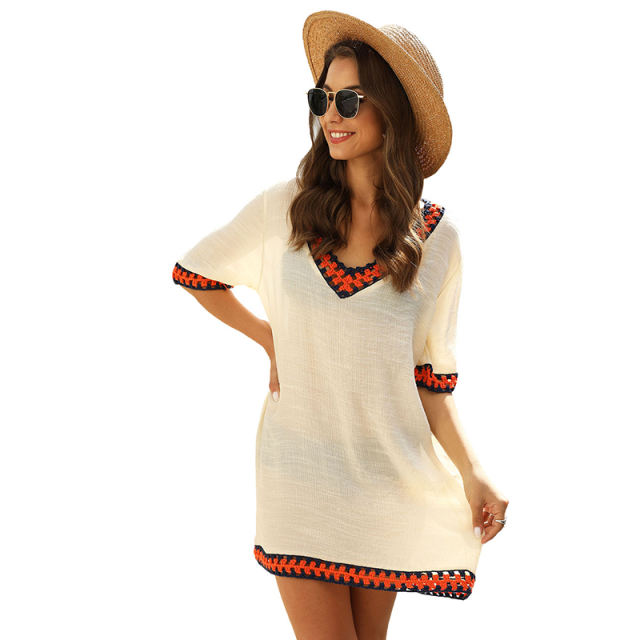 Apricot Crochet Detail Beach Cover Dress TQK650063-18