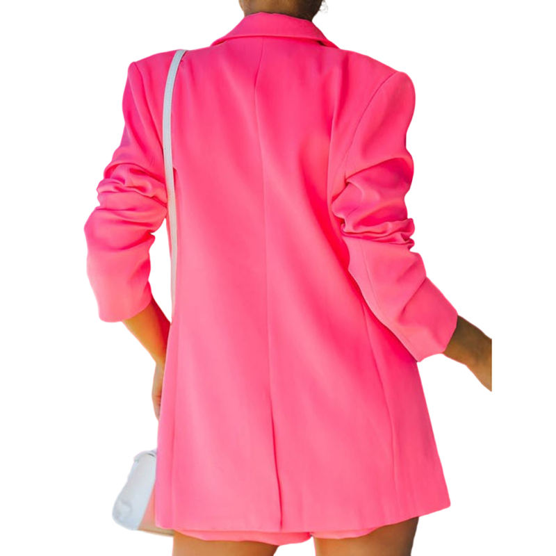 Rose Candy Button Lapel Collar Long Sleeve Blazer TQK260052-6