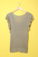 Khaki Cascading Ruffles Knit Tank Top LC256946-16