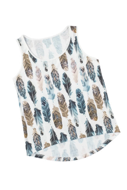 Dark Blue Aztec Feather Tank Top LC256607-5