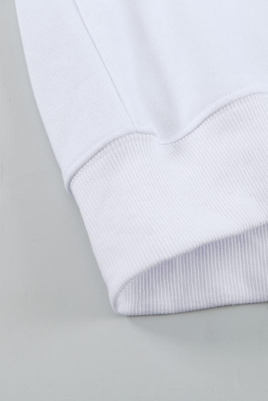 White Plain Crew Neck Pullover Sweatshirt