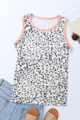 Leopard Fuzzy Print Contrast Trim Tank Top  LC2568287-20