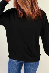 Black Plain Crew Neck Pullover Sweatshirt