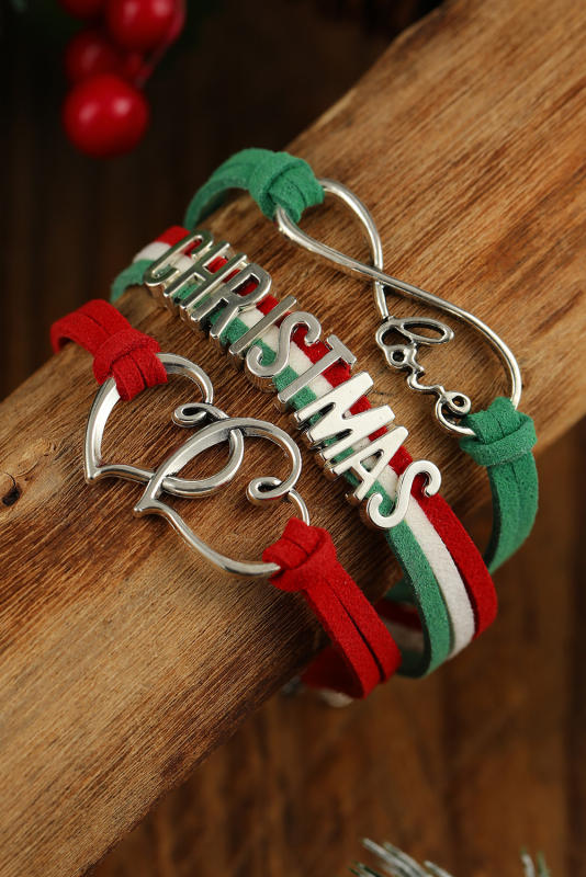 Green Multi-layer Woven Letter Christmas Bracelet  BH011832-9