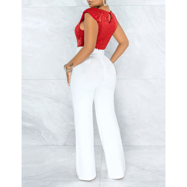 Solid White Back Zipper Straight Leg Pants TQV510001-1