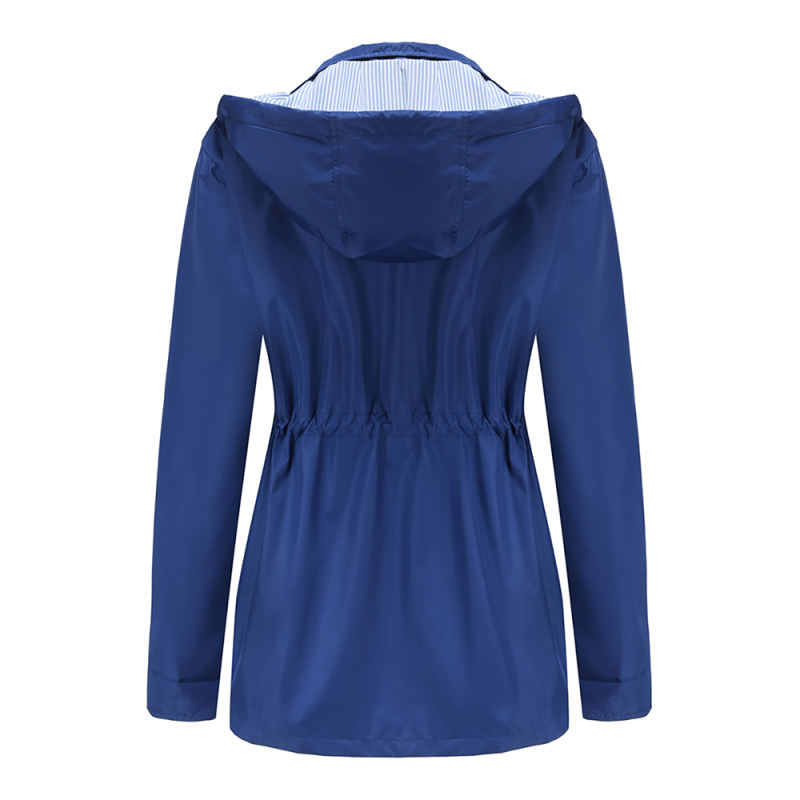 Blue Hooded Detachable Windproof Plus Size Windbreaker TQK280123-5