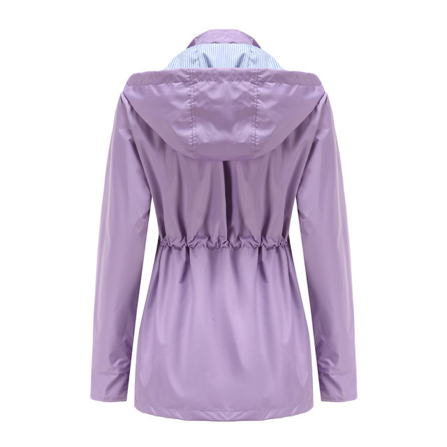 Light Purple Hooded Detachable Windproof Plus Size Windbreaker TQK280123-38