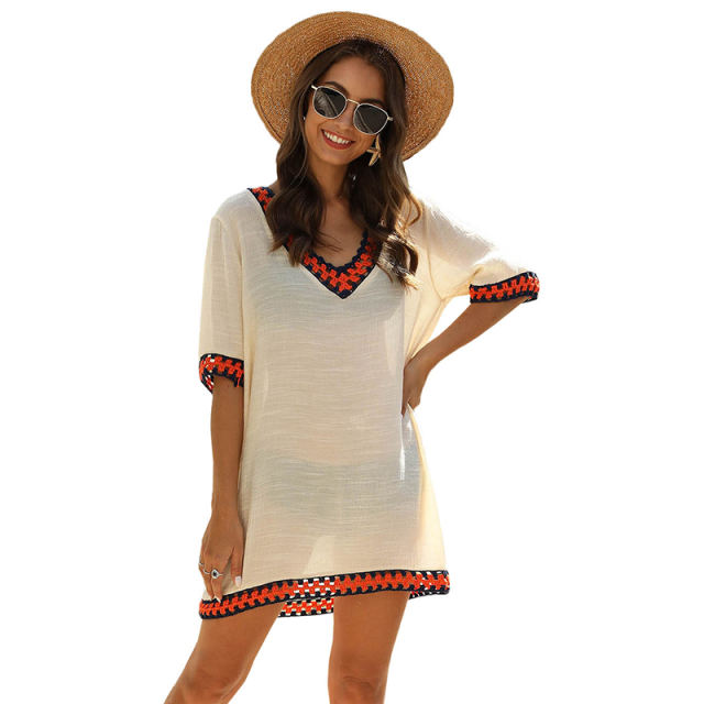 Apricot Crochet Detail Beach Cover Dress TQK650063-18