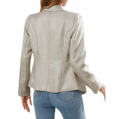 Apricot Double-breasted Houndstooth Blazer TQK260064-18