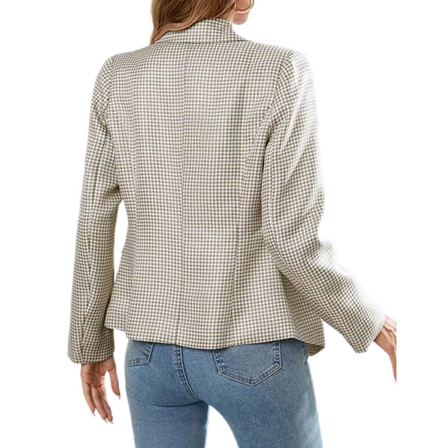 Apricot Double-breasted Houndstooth Blazer TQK260064-18